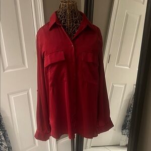 MELLODAY Red Button Down Shirt